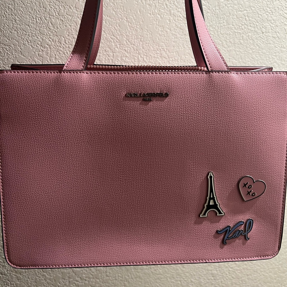 Karl Lagerfeld Pink Tote with Eiffel Tower Charm